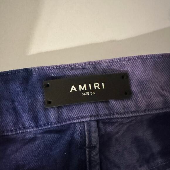 NEW Amiri Men's Cracked Tie Dye Carpenter Purple White Flare Wide Jeans Size 38 - Picture 12 of 16